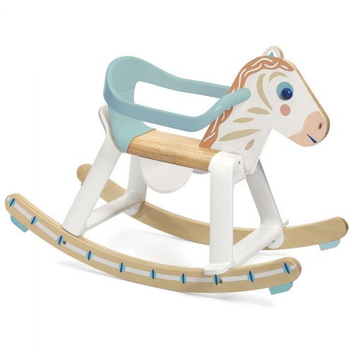 BabyCavali White Wooden Rocking Horse with Removable Safety Guard