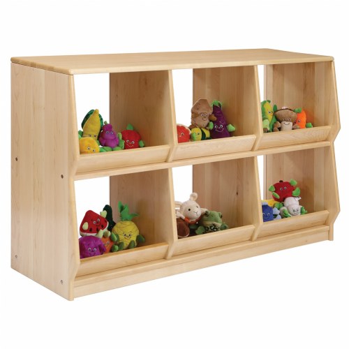 Premium Solid Maple Preschool Play-Bin Storage with Acrylic Back