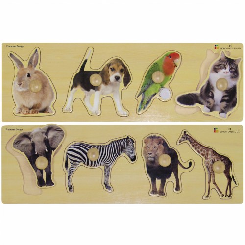 Large Knob Animal Puzzles - 2 Sets with 4 Animals
