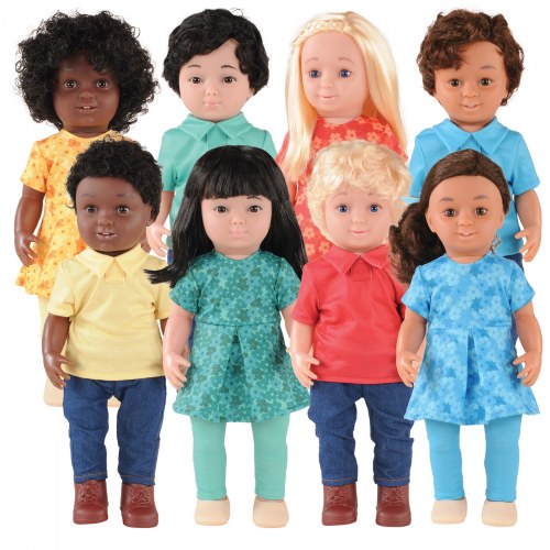 16" Multiethnic Boys and Girls Dolls Poseable Body and Hair
