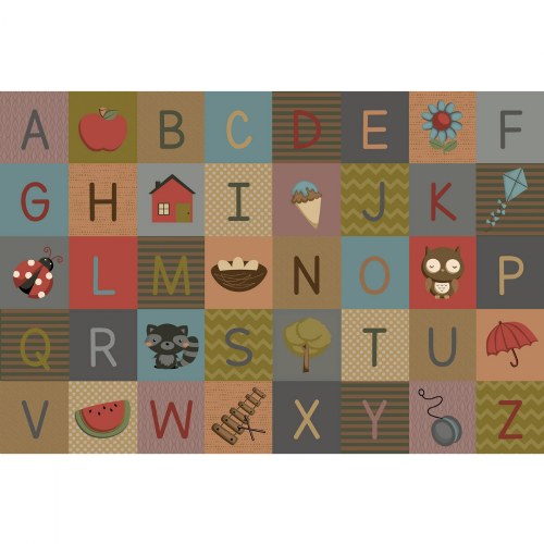 Soft Alphabet Carpet - Natural Colors - 6' x 9' Rectangle