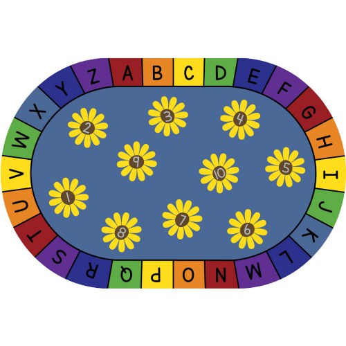 Daisy Alphabet and Numbers Carpet - 4' x 6' Oval