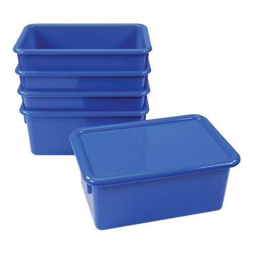 Storage Bins with Lids - Set of 5 - Blue