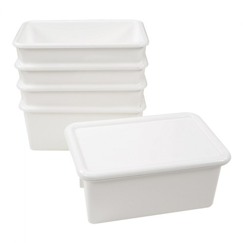 Storage Bins with Lids - Set of 5 - White