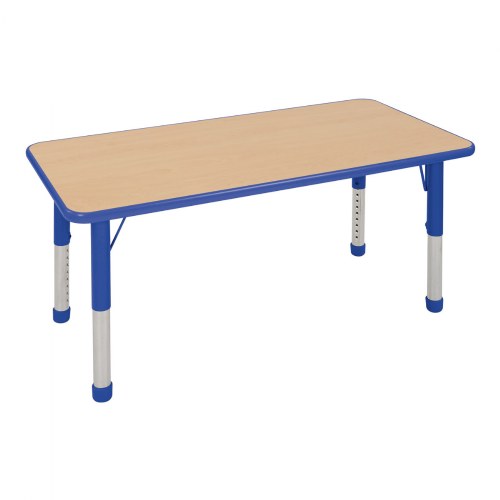 Nature Color Chunky 24" x 48" Table with 15-24" Adjustable Legs - Blue