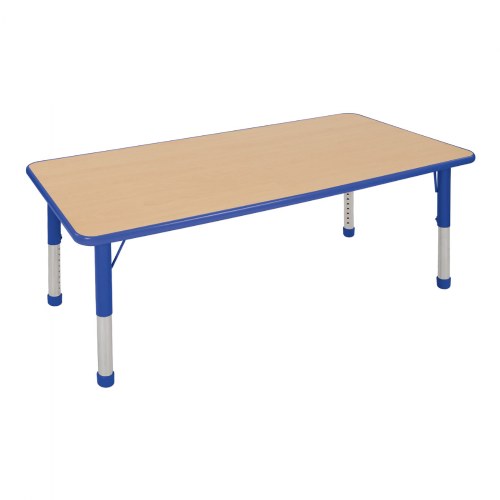 Nature Color Chunky 30" x 60" Table with 15-24" Adjustable Legs - Blue