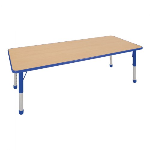 Nature Color Chunky 30" x 72" Table with 15-24" Adjustable Legs - Blue