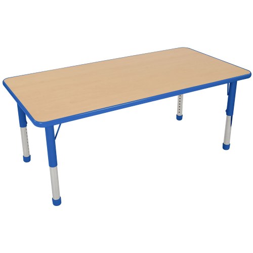 Nature Color Chunky 30" x 48" Table with 21-30" Adjustable Legs - Blue