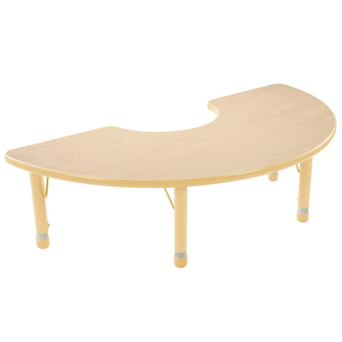 Nature Color Chunky 36"x72" Half Moon Toddler Table with 12-16" Adj. Legs - Natural