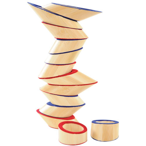 Totter Tower Bamboo Blocks Angled Stacking Set