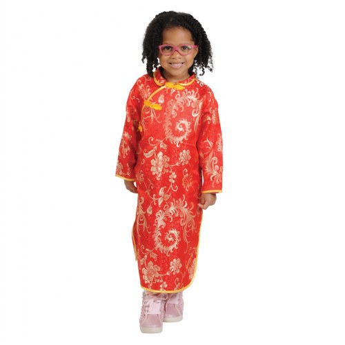 Festive Multiethnic Chinese Cheongsam Girl Garment