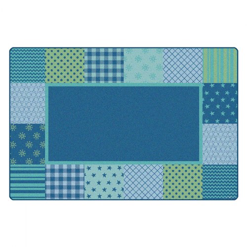 Pattern Blocks Carpet - Blue - 8' x 12' Rectangle