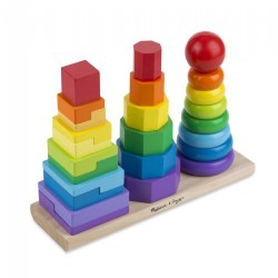 Image of Toddler Wooden Geometric Stacker with Colorful Shapes