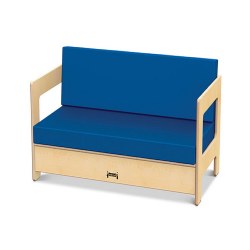 Image of Wooden Frame Cushion Children's Couch - Blue