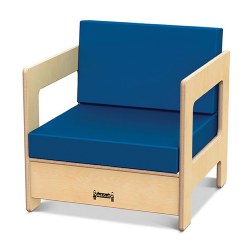 Image of Wooden Frame Cushion Children's Chair - Blue