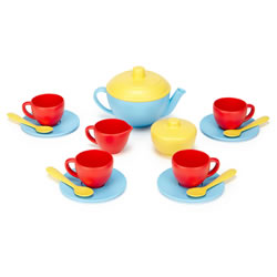 Image of Eco-Friendly Tea Set - Blue/Red/Yellow