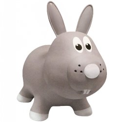 Image of Farm Hoppers® Inflatable Bouncing Gray Rabbit