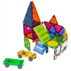 Image of Magna-Tiles® 28 Piece Mixed Colors House & Car Expansion Set