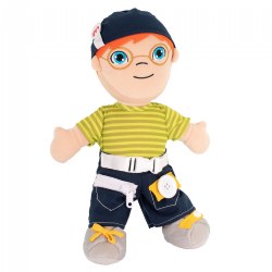 Image of Fastening Learn To Dress Doll - Male with Navy Hat and Glasses