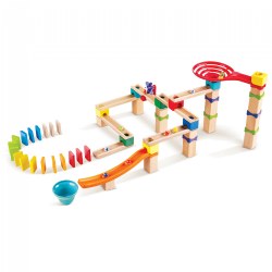 Image of Wooden Marble Run Race Track - 81 Pieces