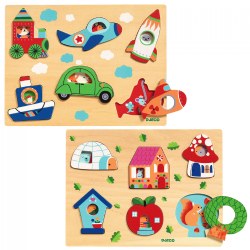 Image of Things-That-Go & Animal Homes Colorful Wooden Puzzles