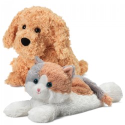 Image of Warmies Microwavable Plush Golden Dog & Calico Cat - 13"