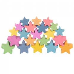 Image of Stackable Rainbow Wooden Stars - 21 Pieces