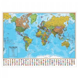 Image of Laminated World Map with Flags