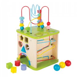 Image of Wooden 5-in-1 Activity Center with Marble Run
