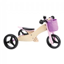 Image of Wooden 2-in-1 Tricycle & Balance Bike - Pink
