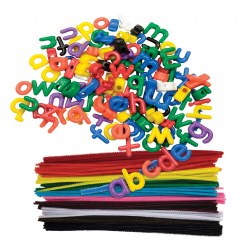 Image of Lacing Lower Case Letter Beads & Chenille Stems