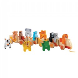 Image of Trainimo Wooden Train and Jungle Animals