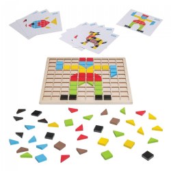 Image of Wooden Mosaic Set with Grid