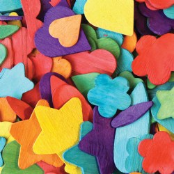 Image of Wooden Bright Color Assorted Shapes - 400 pieces