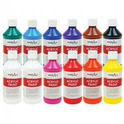 Image of Acrylic Paint Assorted Colors 8 oz. Bottles - Set of 12