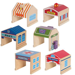 Image of Wooden Community Buildings for Block Play
