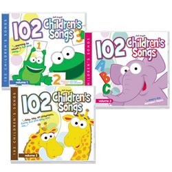 A CD set with over 3 hours of traditional and original children's songs. The 3 CD set includes songs that teach colors, shapes, letters, numbers, manners and more. Some of the favorites include: The ABC Song, B-I-N-G-O, Eensy Weensy Spider and Hickory Dickory Dock. Also includes marches, songs about feelings and safety.