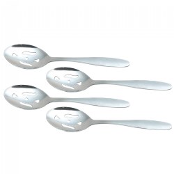 Image of Polished Stainless Steel Slotted Spoons - Set of 4