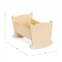 Image of Wooden Doll Cradle with Pillow and Blanket