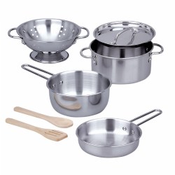 Image of Stainless Steel Pots & Pans Play Set - 8-Pieces