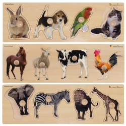 Image of Large Knob Animal Puzzles - Pets, Farm Animals and Wild Animals