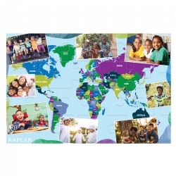 3 years & up. Take a trip around the world and meet friends along the way! Promote conversation about new and familiar people and places while developing decision making and problem solving strategies. Large 24-piece floor puzzle is made of extra-thick durable cardboard with wipe-clean surfaces. Measures 24" x 36" in size.