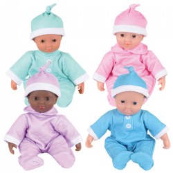 Image of Soft Body 11" Baby Dolls with Romper and Cap