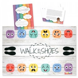 3 years & up. Model and practice empathy with the Walk in My Shoes Mat, Teacher Guide, and Activity Card(s) and 40"L X 60"W mat that rolls easily for storage.  Perfect to help children learn to be more empathetic and appreciate how different people express their feelings. Provide children the emotional tools they need as you demonstrate and practice appropriate responses about feelings and emotions.