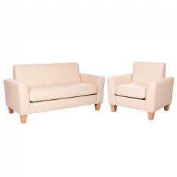 Sense of Place Tan Vinyl Couch and Chair