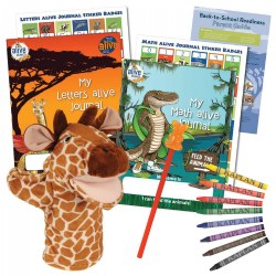 4 years & up. Literacy and Math with Zoo Animals. This exciting set will provide your kindergartener with plenty of entertaining educational options when learning about the 26 letters of the alphabet and numbers 0 through 20. An 8-count pack of crayons and a finger fidget are also included to make learning more hands on. A safari animal puppet is also included. Activity card(s) included.