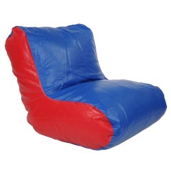 Image of Vinyl Bean Bag Lounger Chair - Red and Blue