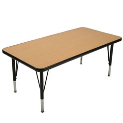 Image of Golden Oak 30" x 72" Rectangular Table with 22" - 30" Adjustable Legs