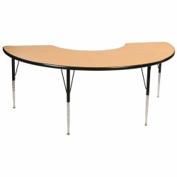 Image of Golden Oak 36" x 72" Half Moon Table with Adjustable Legs
