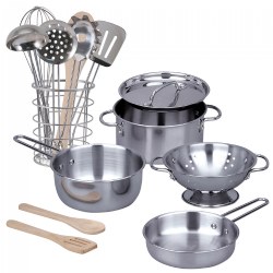 Image of Pretend Play Stainless Steel Kitchen Essentials